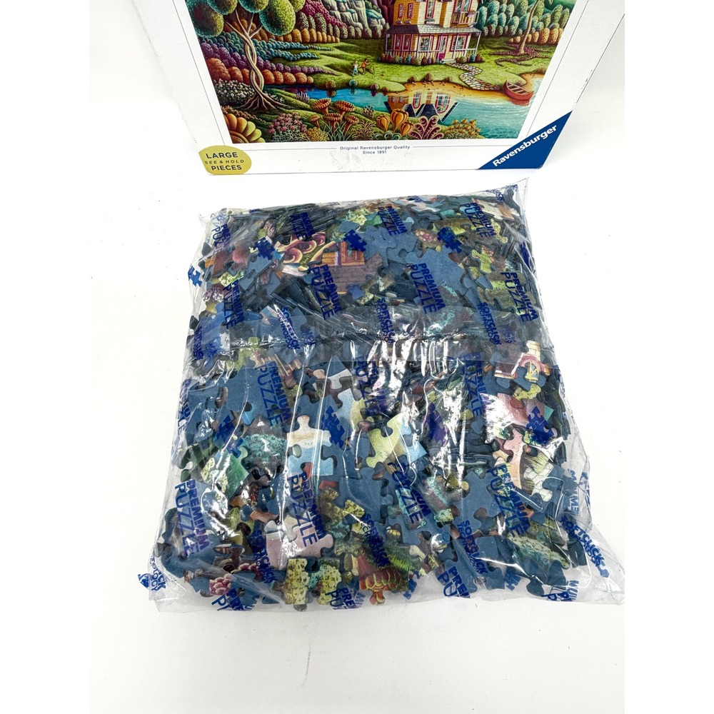 New Ravensburger 750 Piece Large Format Puzzle Lakeside Cottage Sealed Pieces - Picture 7 of 7